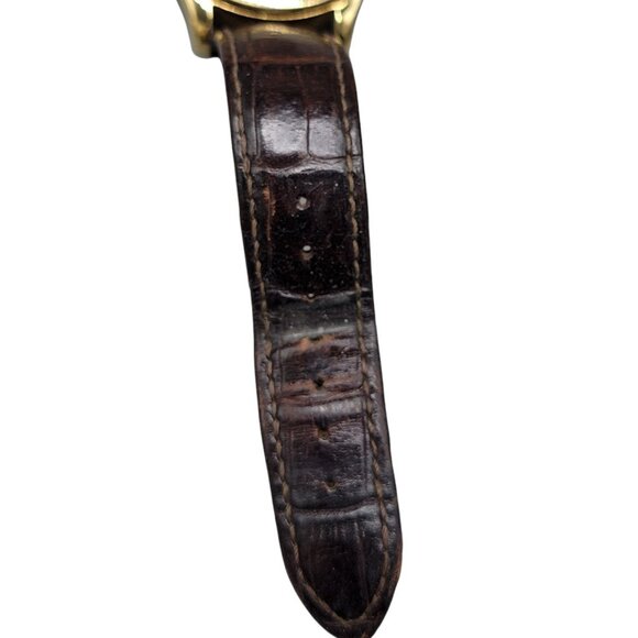 Guess Steel Mens Watch 39mm Gold Plated Case 7.25" Crocodile Leather Band VTG - Picture 11 of 16